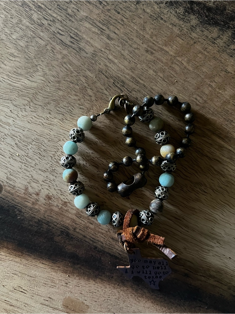 Beaded Charm Bracelets with Aqua and Brown Beads